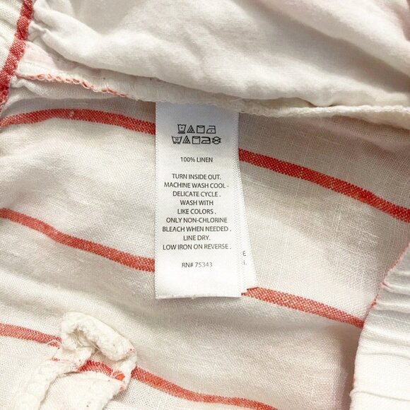 C&C California 100% Linen Striped Pull On High Waist Ankle Pants XL Lagenlook - Picture 4 of 7